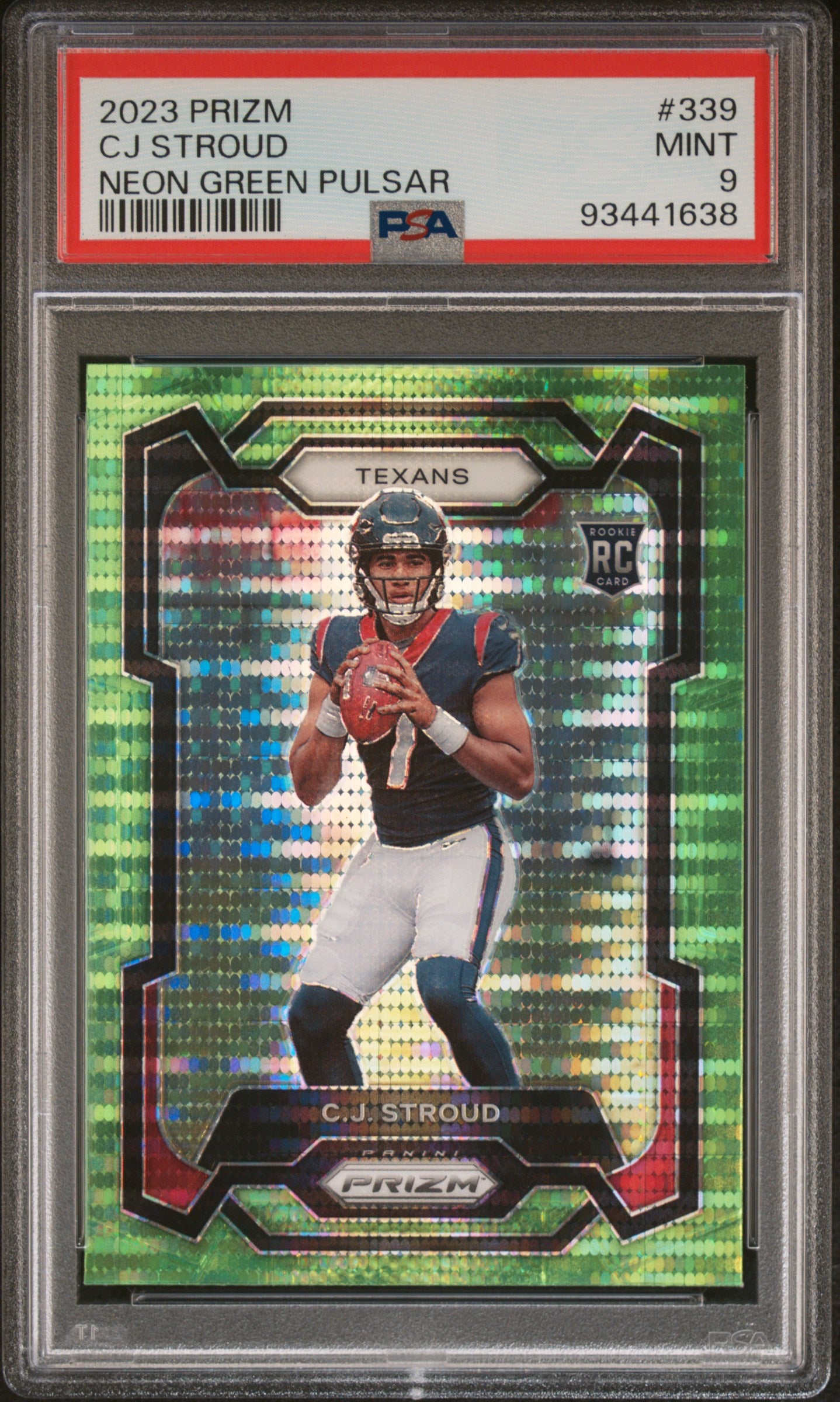 2023 Panini Prizm CJ Stroud #339 Neon Green Pulsar PSA 9